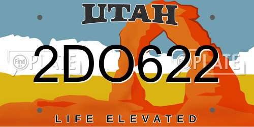 2DO622 Utah License Plate