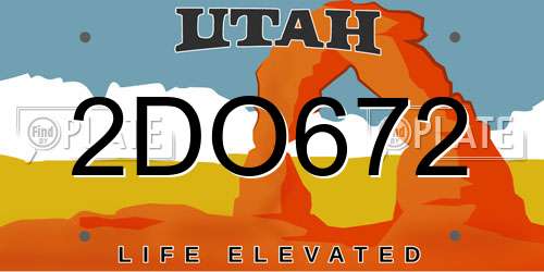 2DO672 Utah License Plate