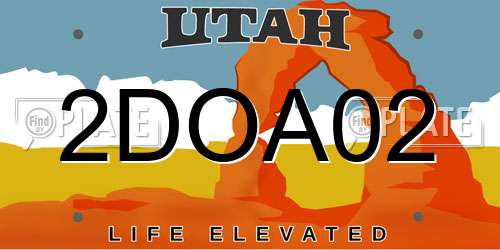 2DOA02 Utah License Plate