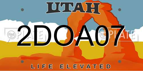 2DOA07 Utah License Plate
