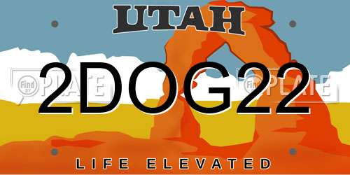 2DOG22 Utah License Plate