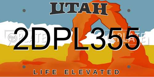 2DPL355 Utah License Plate