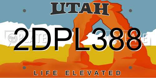 2DPL388 Utah License Plate