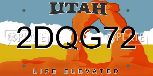 2DQG72 Utah License Plate
