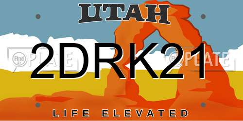 2DRK21 Utah License Plate