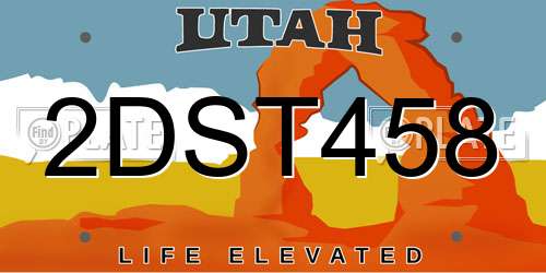 2DST458 Utah License Plate
