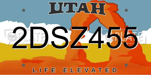 2DSZ455 Utah License Plate