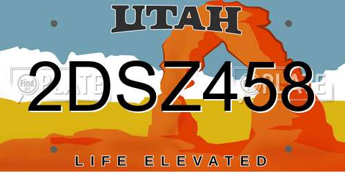 2DSZ458 Utah License Plate