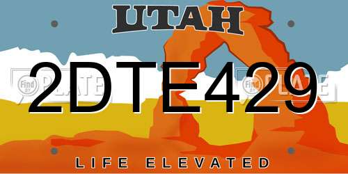 2DTE429 Utah License Plate