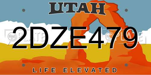 2DZE479 Utah License Plate