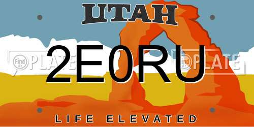 2E0RU Utah License Plate