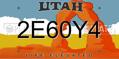 2E60Y4 Utah License Plate