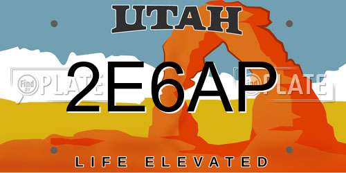 2E6AP Utah License Plate