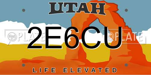 2E6CU Utah License Plate