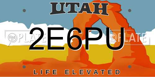 2E6PU Utah License Plate