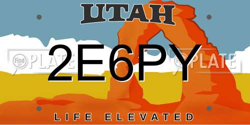 2E6PY Utah License Plate