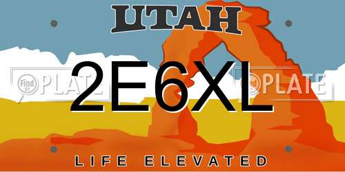 2E6XL Utah License Plate