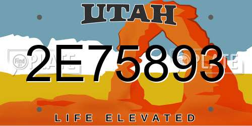 2E75893 Utah License Plate