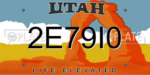 2E79I0 Utah License Plate
