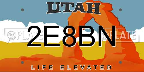 2E8BN Utah License Plate