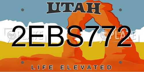 2EBS772 Utah License Plate