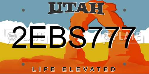 2EBS777 Utah License Plate