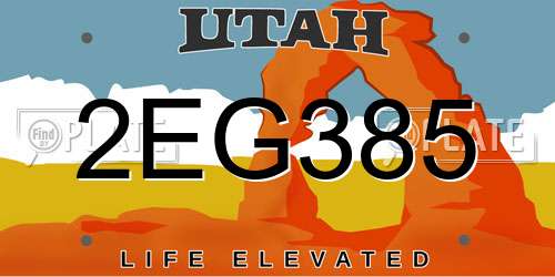 2EG385 Utah License Plate