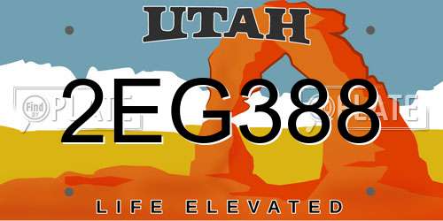 2EG388 Utah License Plate
