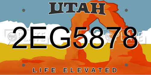 2EG5878 Utah License Plate