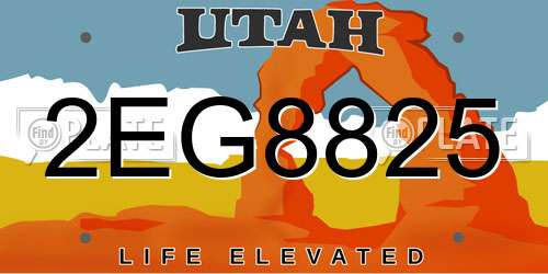2EG8825 Utah License Plate