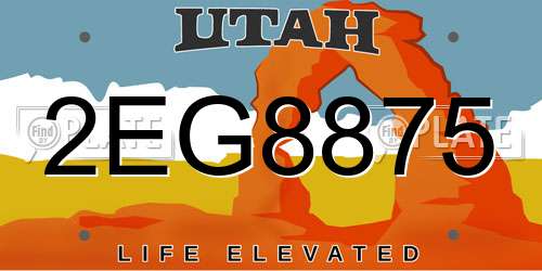2EG8875 Utah License Plate