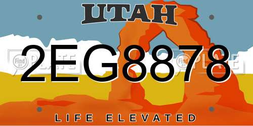 2EG8878 Utah License Plate