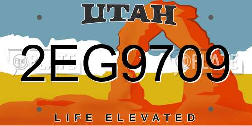 2EG9709 Utah License Plate