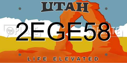 2EGE58 Utah License Plate