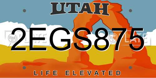 2EGS875 Utah License Plate