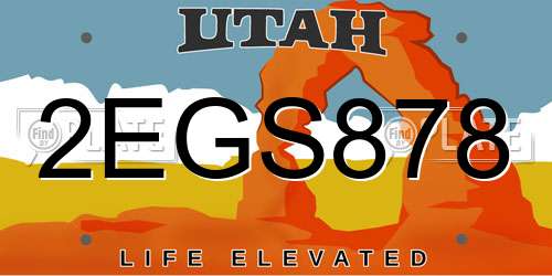 2EGS878 Utah License Plate