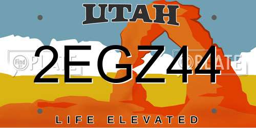2EGZ44 Utah License Plate
