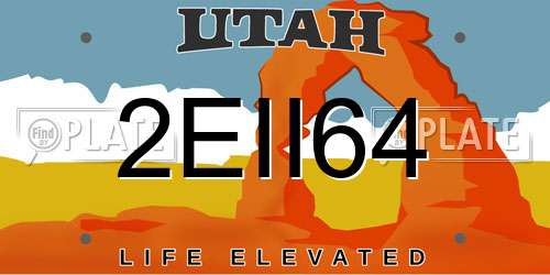 2EII64 Utah License Plate