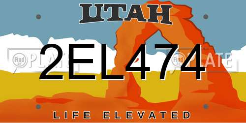 2EL474 Utah License Plate