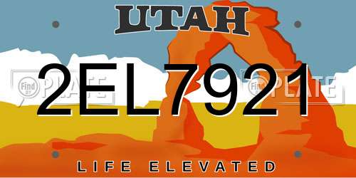 2EL7921 Utah License Plate