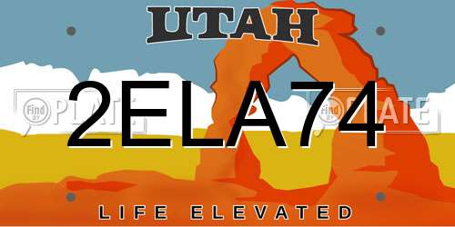 2ELA74 Utah License Plate