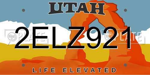 2ELZ921 Utah License Plate