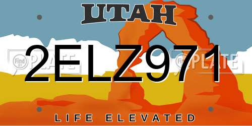 2ELZ971 Utah License Plate