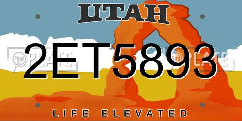 2ET5893 Utah License Plate