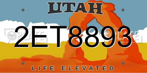 2ET8893 Utah License Plate