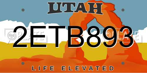 2ETB893 Utah License Plate