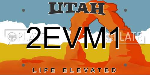 2EVM1 Utah License Plate