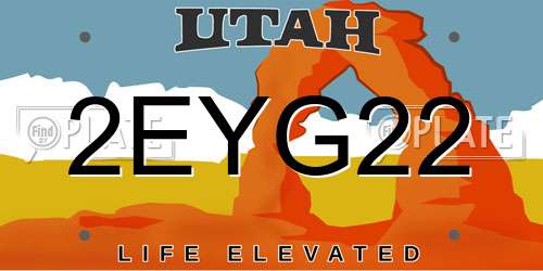 2EYG22 Utah License Plate