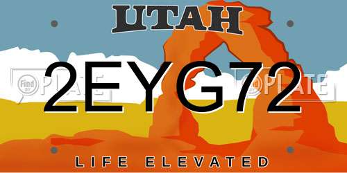 2EYG72 Utah License Plate