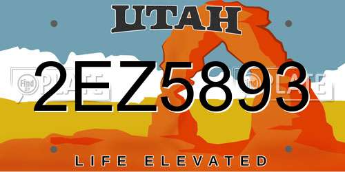 2EZ5893 Utah License Plate